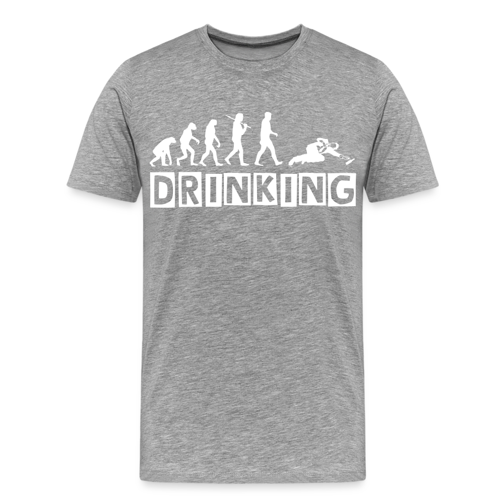 Männer Premium T-Shirt - DRINKING - Saufspruch Deisgn - Grau meliert