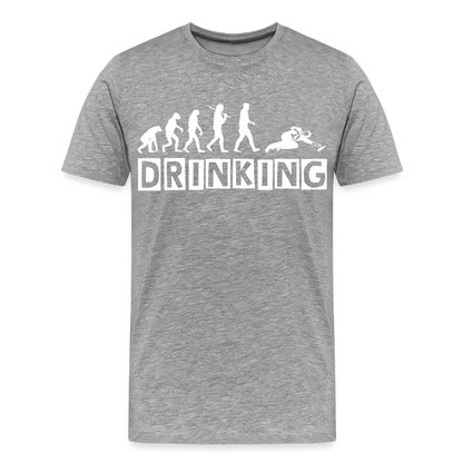 Männer Premium T-Shirt - DRINKING - Saufspruch Deisgn - Grau meliert