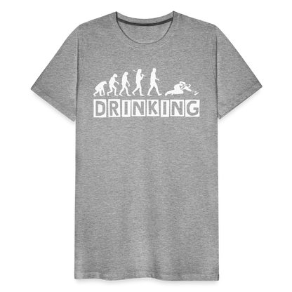 Männer Premium T-Shirt - DRINKING - Saufspruch Deisgn - Grau meliert