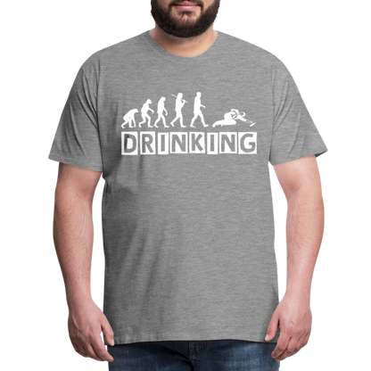 Männer Premium T-Shirt - DRINKING - Saufspruch Deisgn - Grau meliert