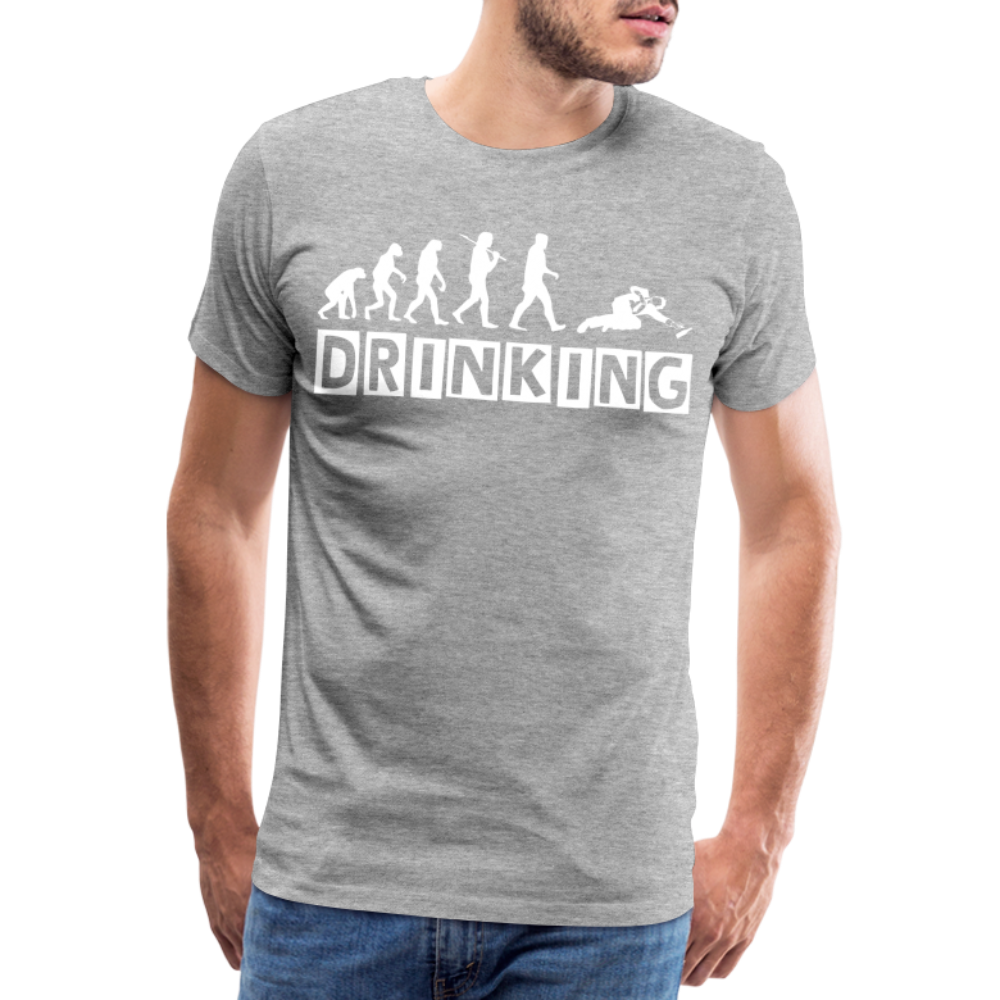 Männer Premium T-Shirt - DRINKING - Saufspruch Deisgn - Grau meliert