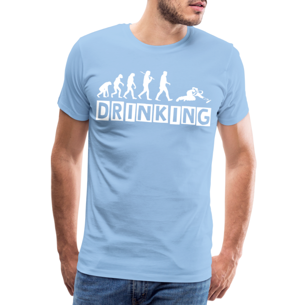 Männer Premium T-Shirt - DRINKING - Saufspruch Deisgn - Sky