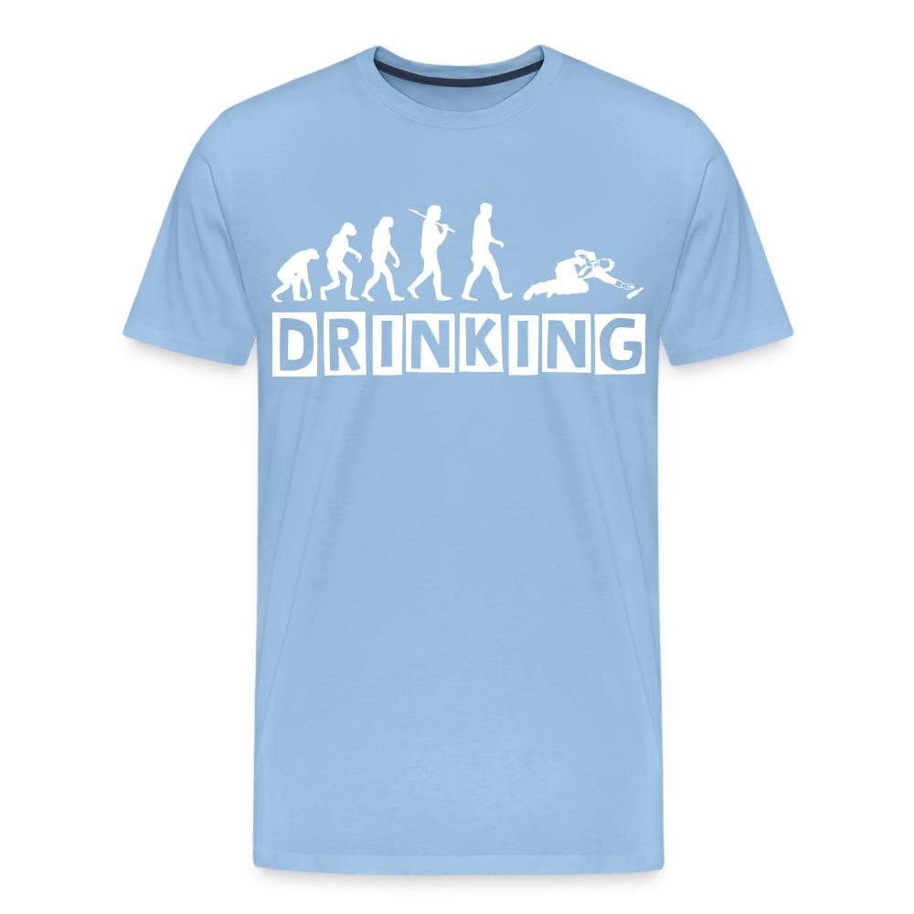 Männer Premium T-Shirt - DRINKING - Saufspruch Deisgn - Sky