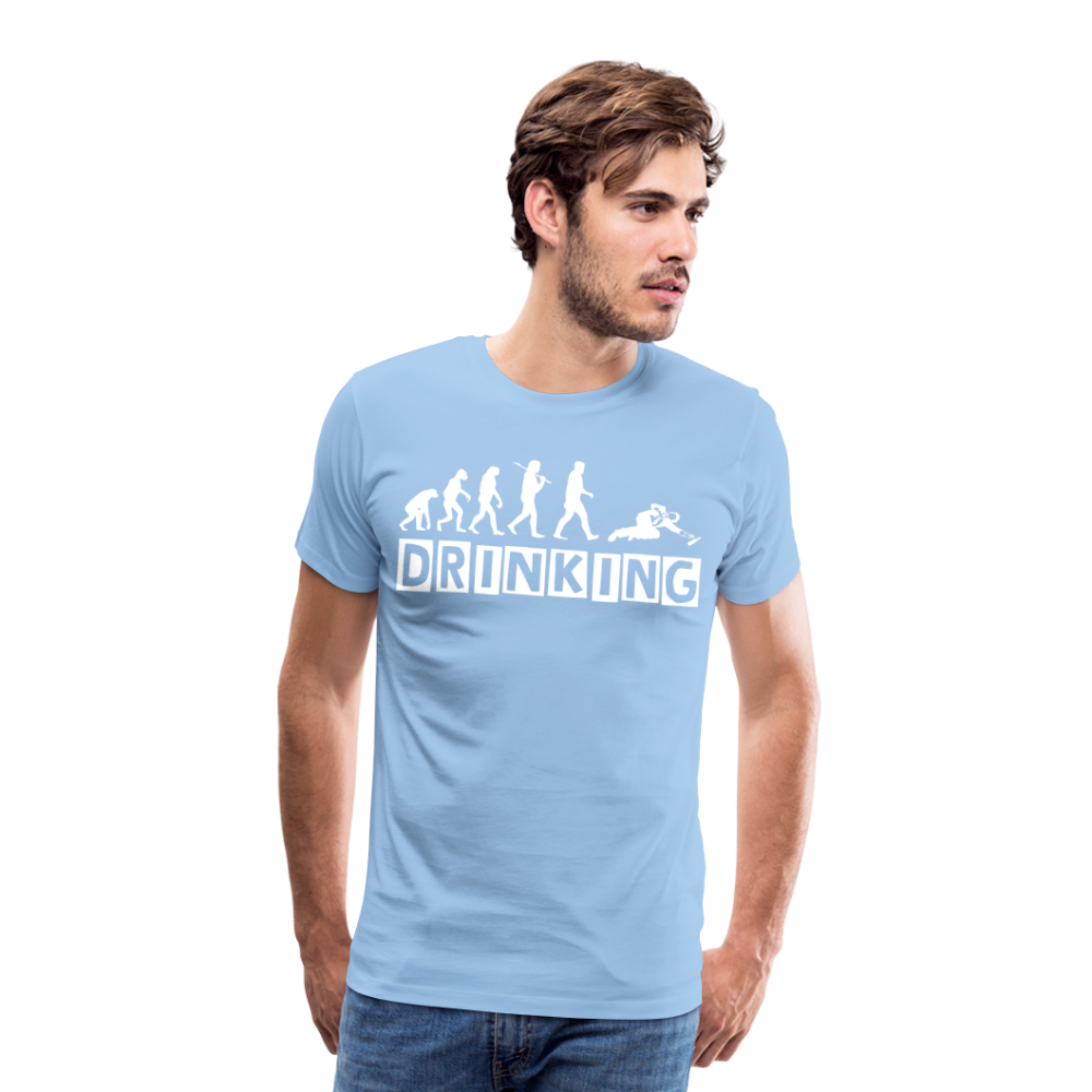 Männer Premium T-Shirt - DRINKING - Saufspruch Deisgn - Sky