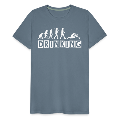 Männer Premium T-Shirt - DRINKING - Saufspruch Deisgn - Blaugrau