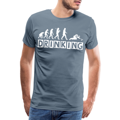 Männer Premium T-Shirt - DRINKING - Saufspruch Deisgn - Blaugrau