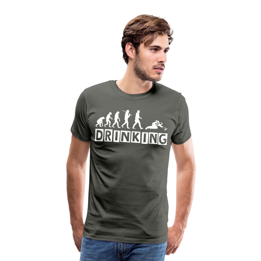 Männer Premium T-Shirt - DRINKING - Saufspruch Deisgn - Asphalt