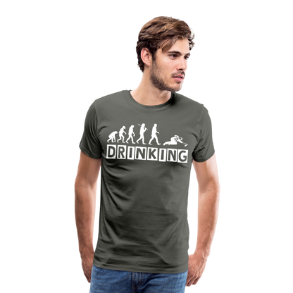 Männer Premium T-Shirt - DRINKING - Saufspruch Deisgn - Asphalt