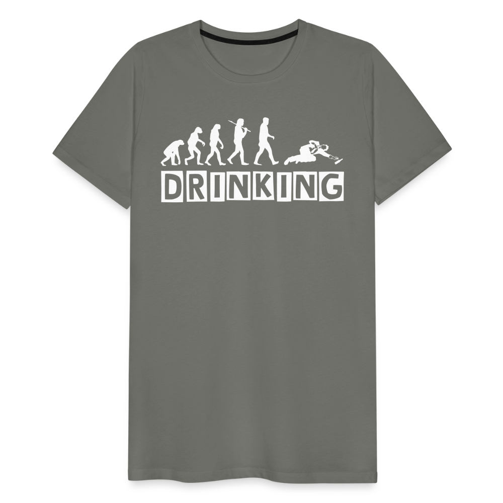 Männer Premium T-Shirt - DRINKING - Saufspruch Deisgn - Asphalt