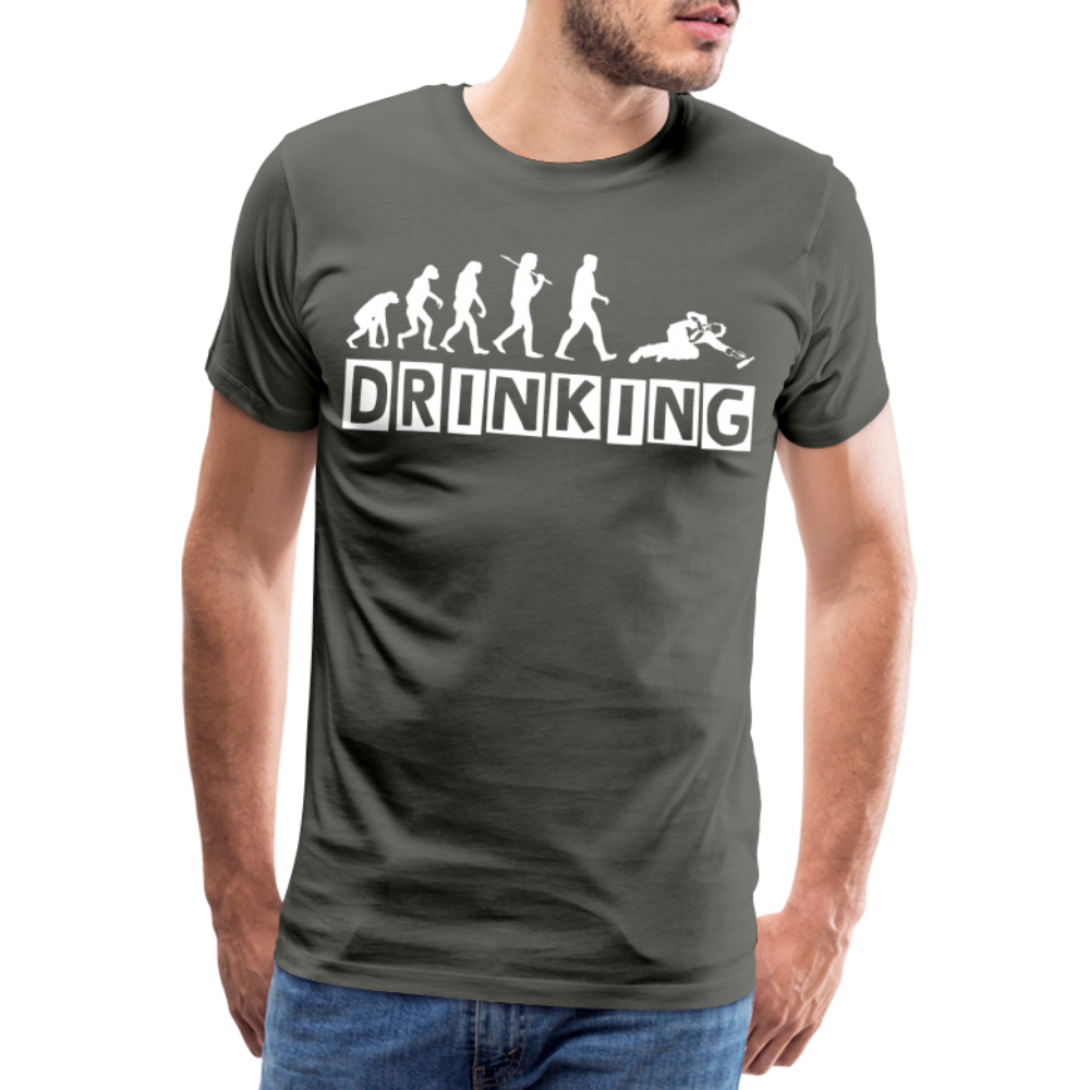 Männer Premium T-Shirt - DRINKING - Saufspruch Deisgn - Asphalt