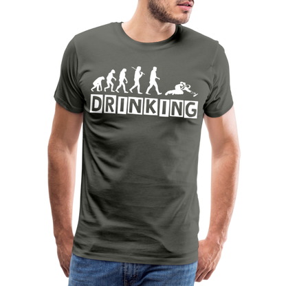 Männer Premium T-Shirt - DRINKING - Saufspruch Deisgn - Asphalt