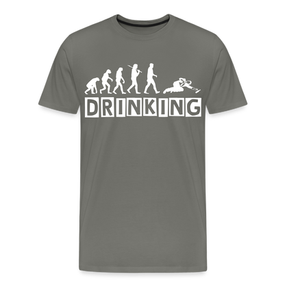 Männer Premium T-Shirt - DRINKING - Saufspruch Deisgn - Asphalt