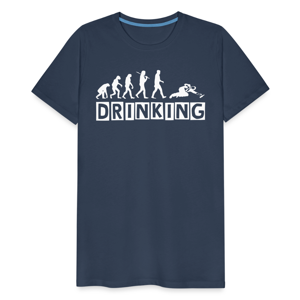 Männer Premium T-Shirt - DRINKING - Saufspruch Deisgn - Navy