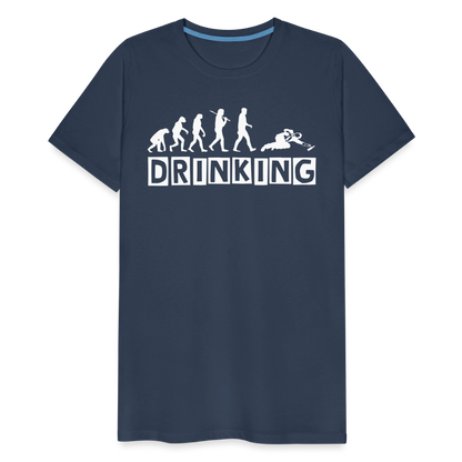 Männer Premium T-Shirt - DRINKING - Saufspruch Deisgn - Navy