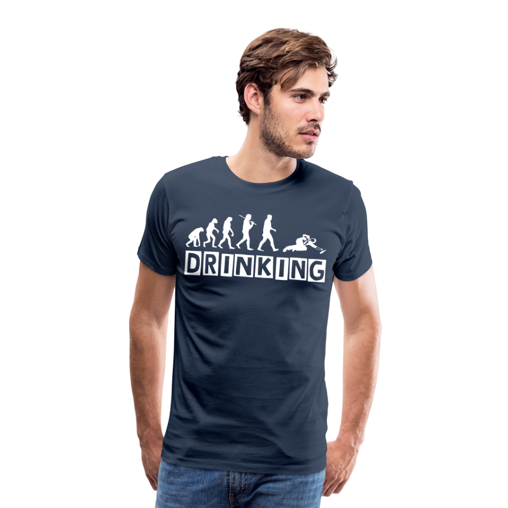 Männer Premium T-Shirt - DRINKING - Saufspruch Deisgn - Navy