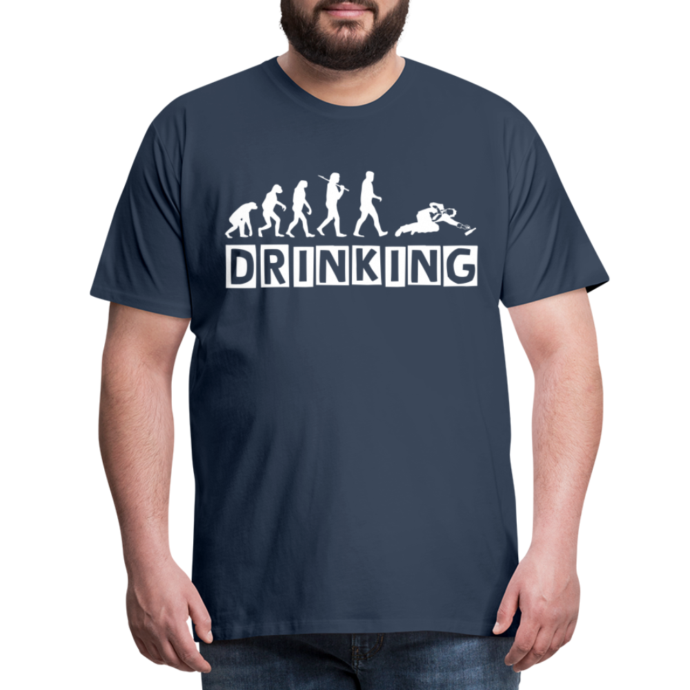 Männer Premium T-Shirt - DRINKING - Saufspruch Deisgn - Navy