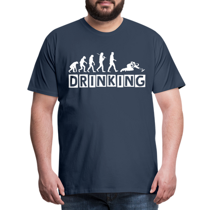 Männer Premium T-Shirt - DRINKING - Saufspruch Deisgn - Navy