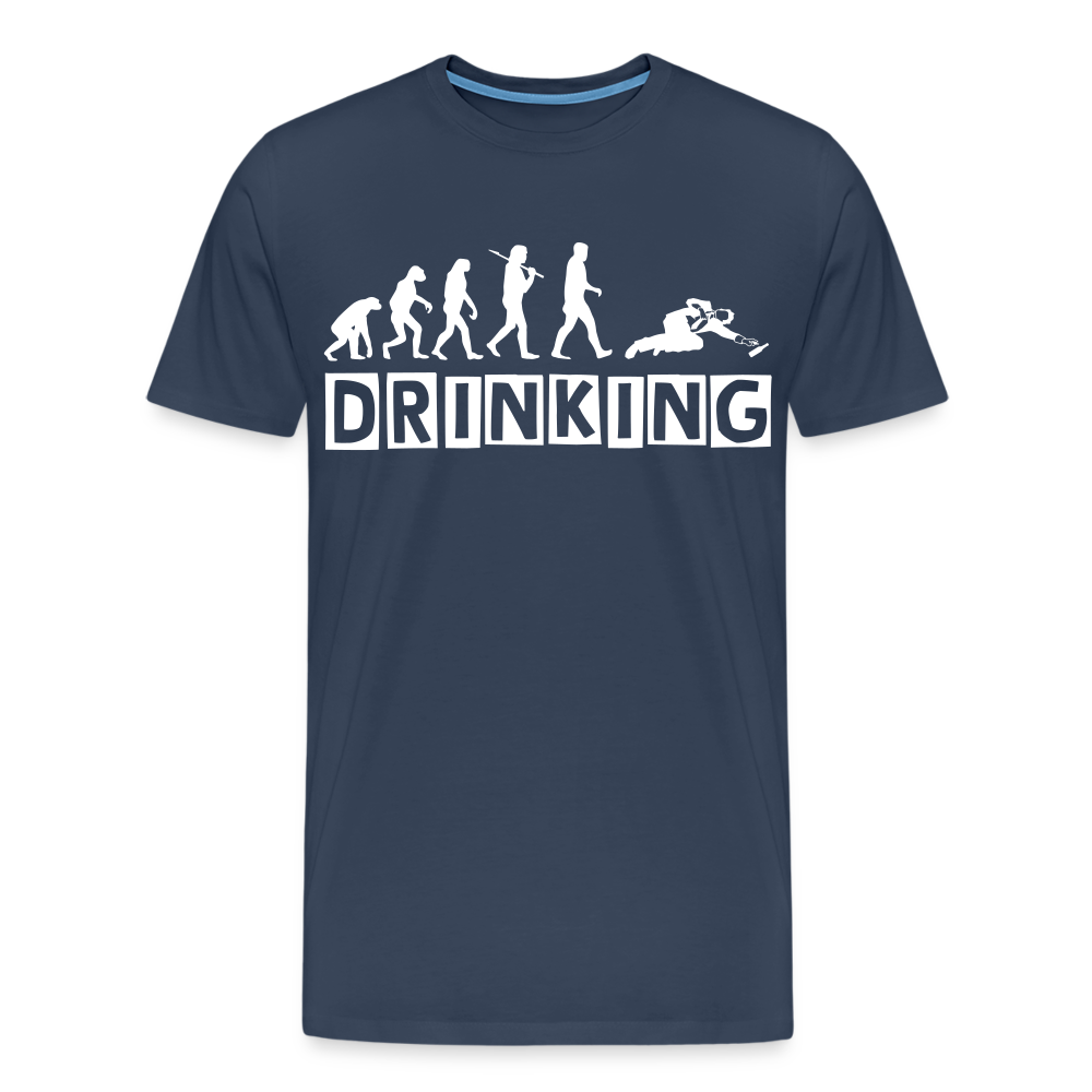 Männer Premium T-Shirt - DRINKING - Saufspruch Deisgn - Navy