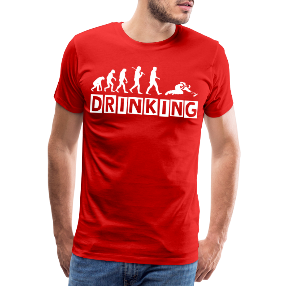 Männer Premium T-Shirt - DRINKING - Saufspruch Deisgn - Rot