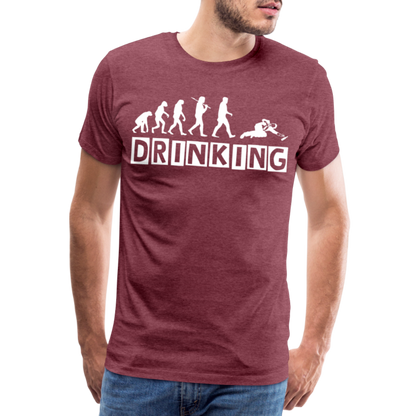 Männer Premium T-Shirt - DRINKING - Saufspruch Deisgn - Bordeauxrot meliert