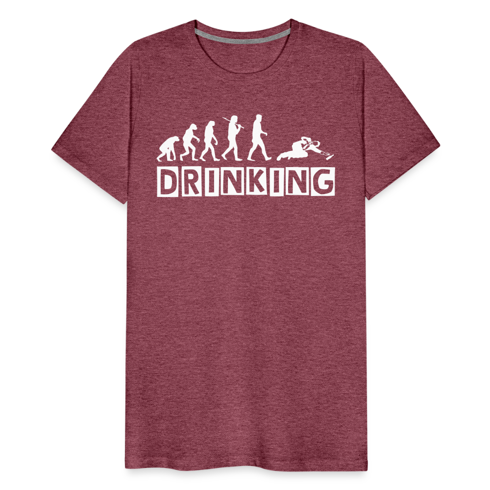 Männer Premium T-Shirt - DRINKING - Saufspruch Deisgn - Bordeauxrot meliert