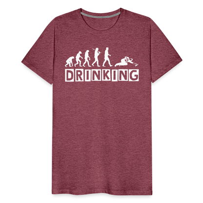 Männer Premium T-Shirt - DRINKING - Saufspruch Deisgn - Bordeauxrot meliert