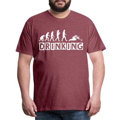 Männer Premium T-Shirt - DRINKING - Saufspruch Deisgn - Bordeauxrot meliert