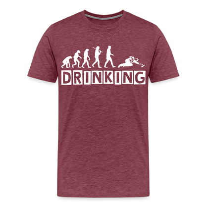 Männer Premium T-Shirt - DRINKING - Saufspruch Deisgn - Bordeauxrot meliert