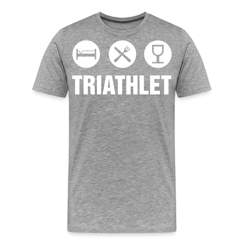 Männer Premium T-Shirt - TRIATHLET - Saufspruch - Grau meliert