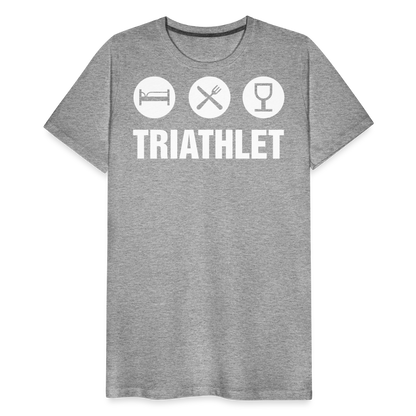 Männer Premium T-Shirt - TRIATHLET - Saufspruch - Grau meliert