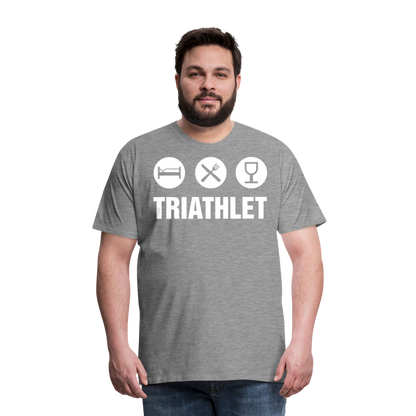 Männer Premium T-Shirt - TRIATHLET - Saufspruch - Grau meliert