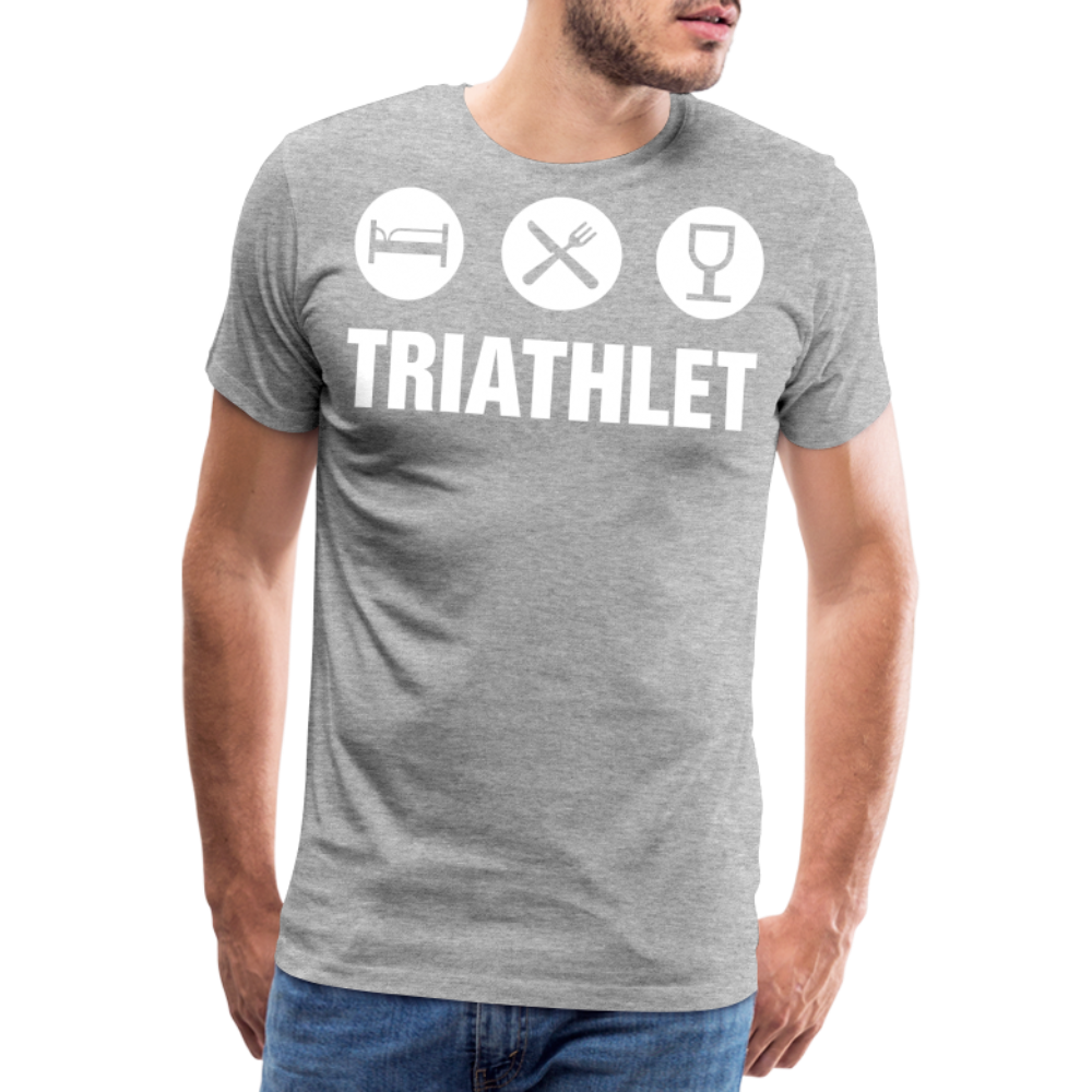 Männer Premium T-Shirt - TRIATHLET - Saufspruch - Grau meliert