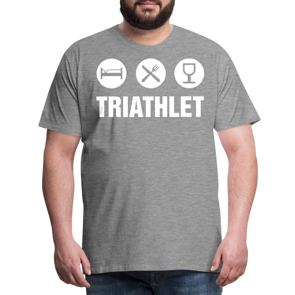 Männer Premium T-Shirt - TRIATHLET - Saufspruch - Grau meliert