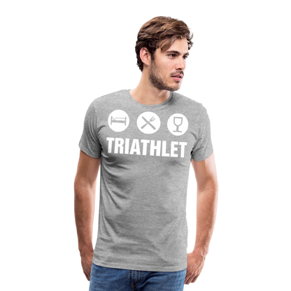 Männer Premium T-Shirt - TRIATHLET - Saufspruch - Grau meliert