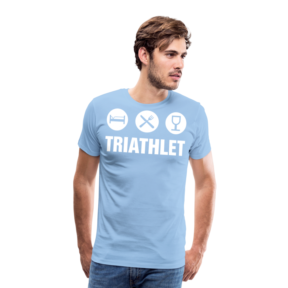 Männer Premium T-Shirt - TRIATHLET - Saufspruch - Sky