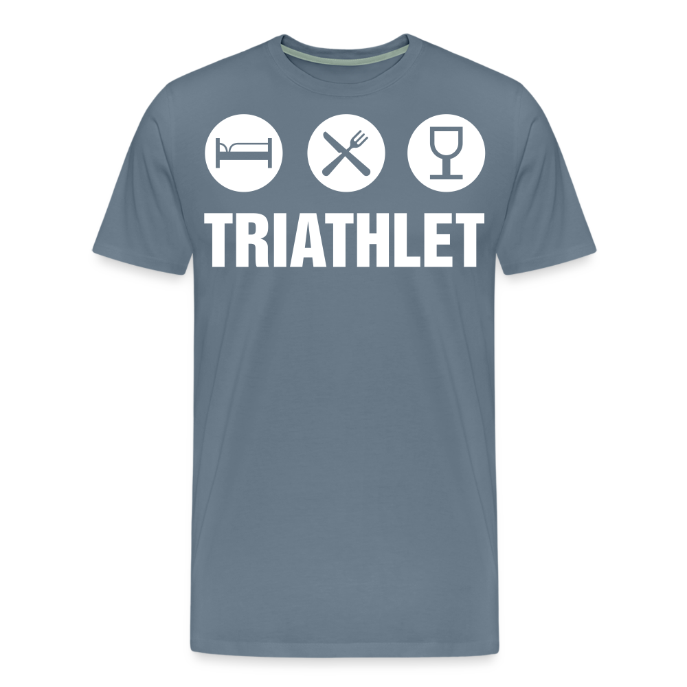 Männer Premium T-Shirt - TRIATHLET - Saufspruch - Blaugrau