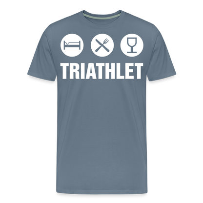 Männer Premium T-Shirt - TRIATHLET - Saufspruch - Blaugrau