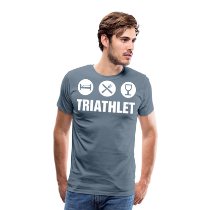 Männer Premium T-Shirt - TRIATHLET - Saufspruch - Blaugrau