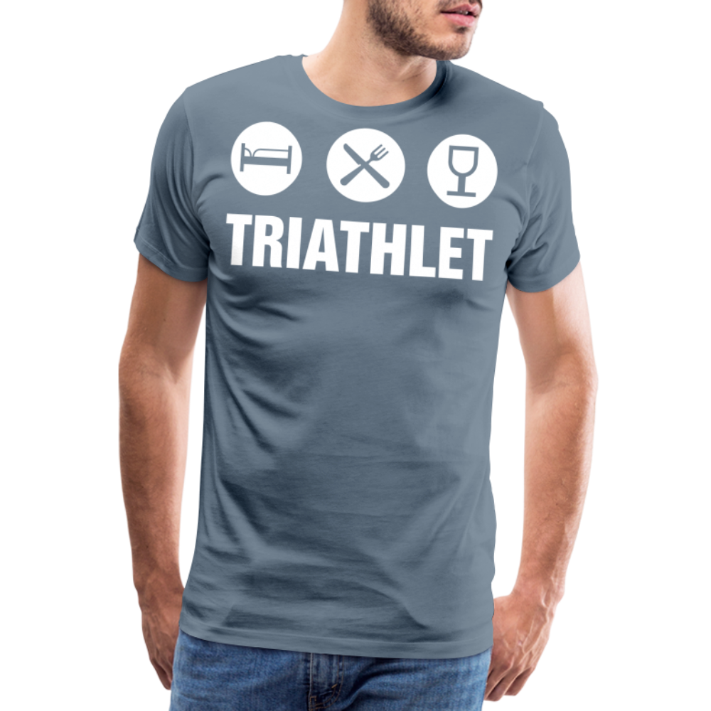 Männer Premium T-Shirt - TRIATHLET - Saufspruch - Blaugrau