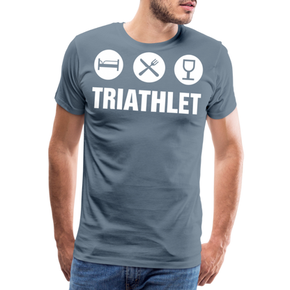 Männer Premium T-Shirt - TRIATHLET - Saufspruch - Blaugrau