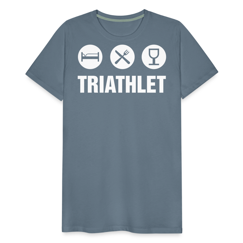 Männer Premium T-Shirt - TRIATHLET - Saufspruch - Blaugrau