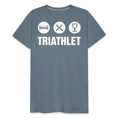 Männer Premium T-Shirt - TRIATHLET - Saufspruch - Blaugrau