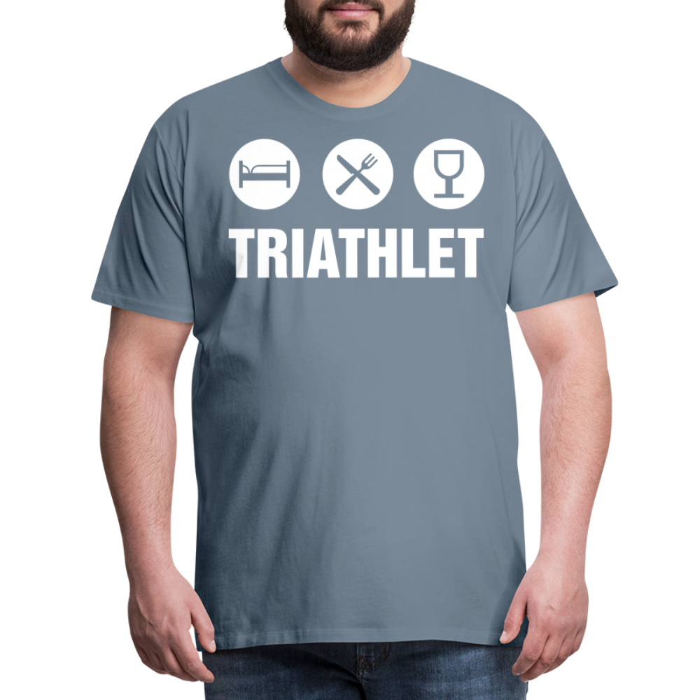 Männer Premium T-Shirt - TRIATHLET - Saufspruch - Blaugrau