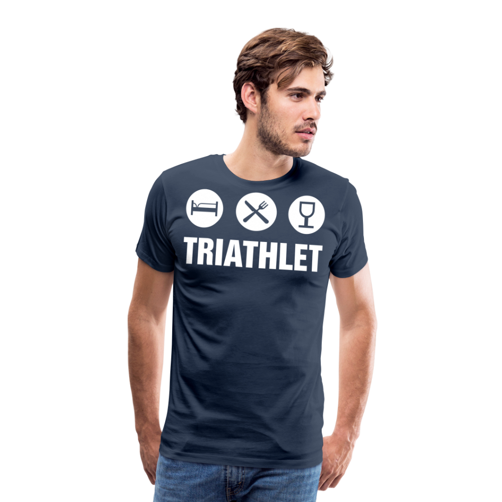 Männer Premium T-Shirt - TRIATHLET - Saufspruch - Navy