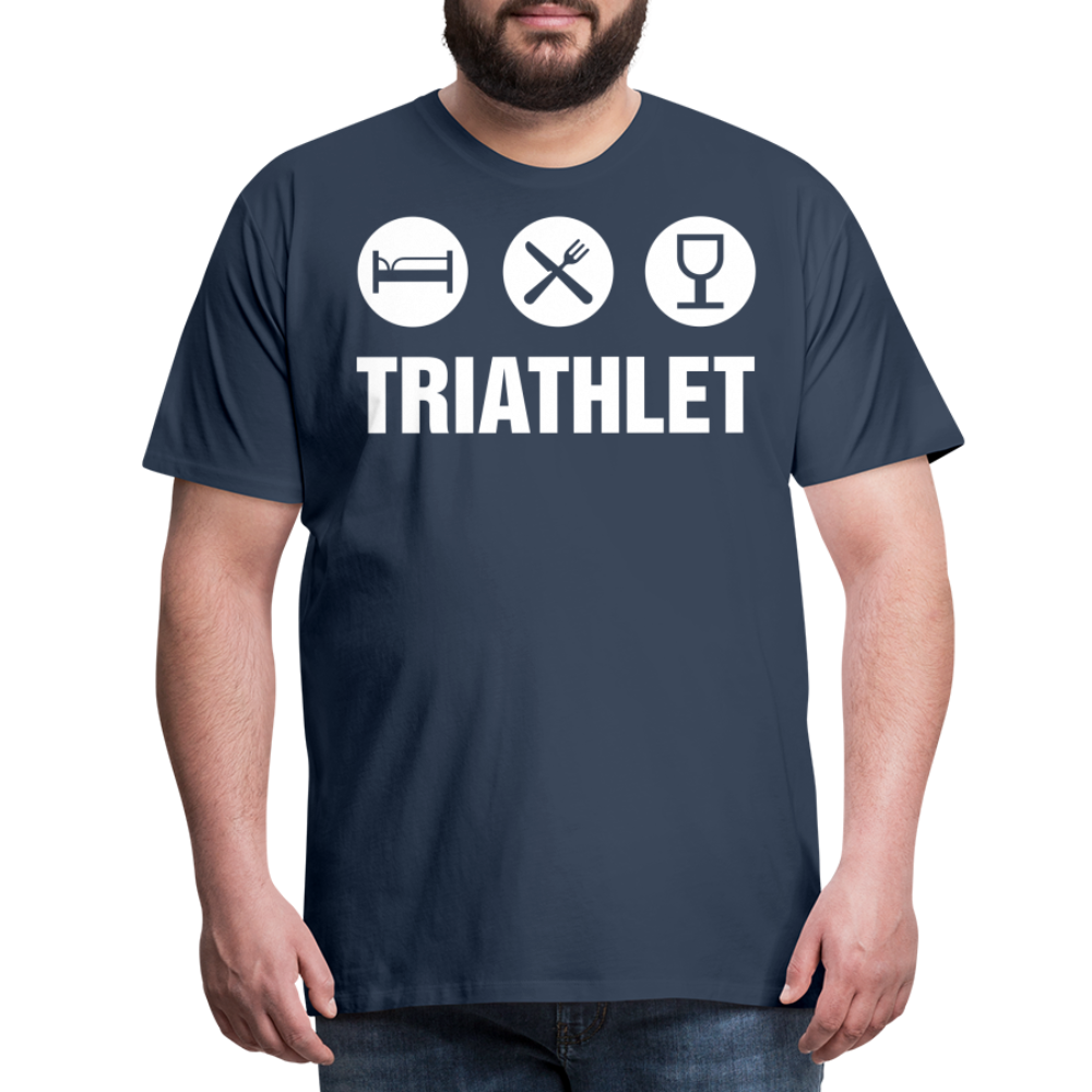 Männer Premium T-Shirt - TRIATHLET - Saufspruch - Navy