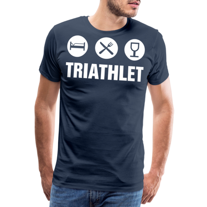 Männer Premium T-Shirt - TRIATHLET - Saufspruch - Navy