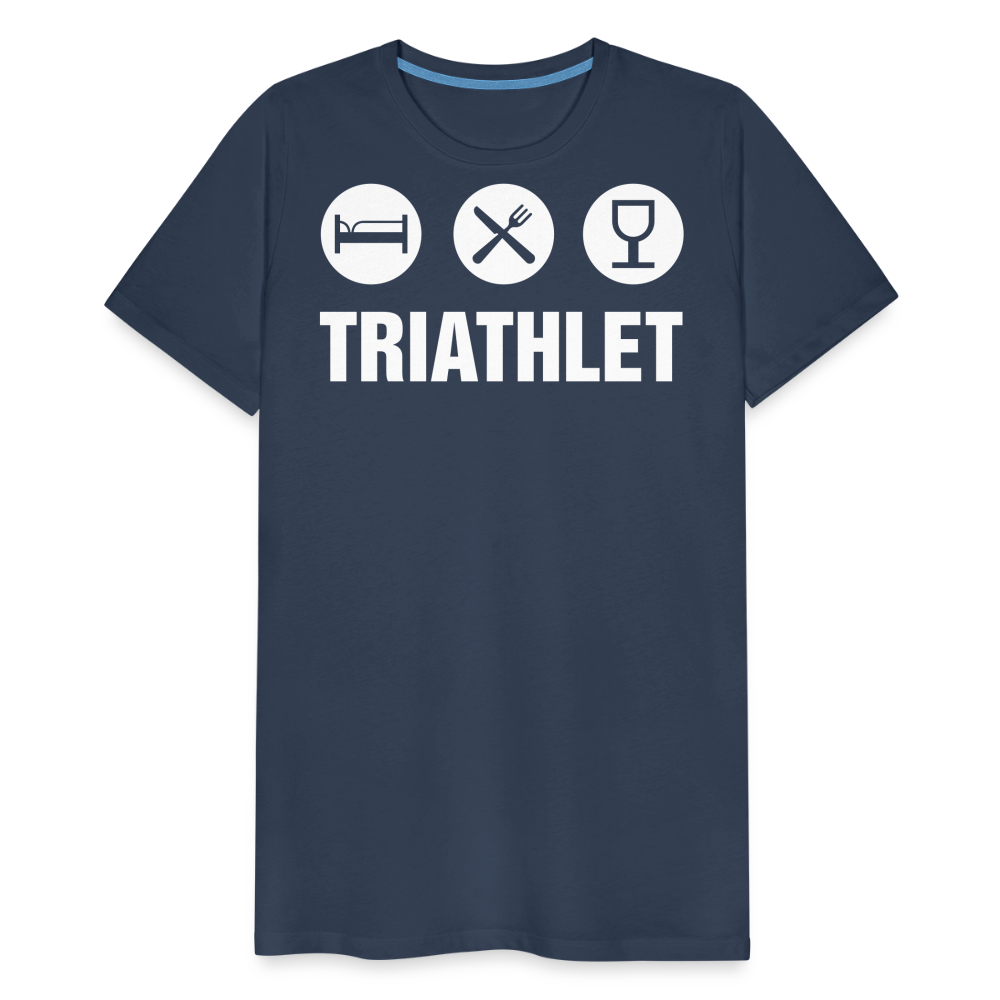 Männer Premium T-Shirt - TRIATHLET - Saufspruch - Navy