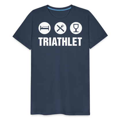 Männer Premium T-Shirt - TRIATHLET - Saufspruch - Navy