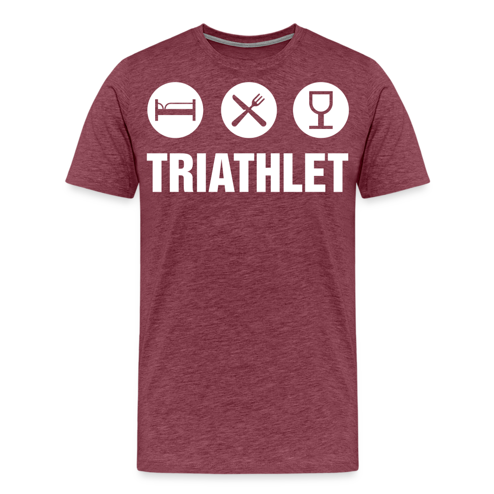 Männer Premium T-Shirt - TRIATHLET - Saufspruch - Bordeauxrot meliert