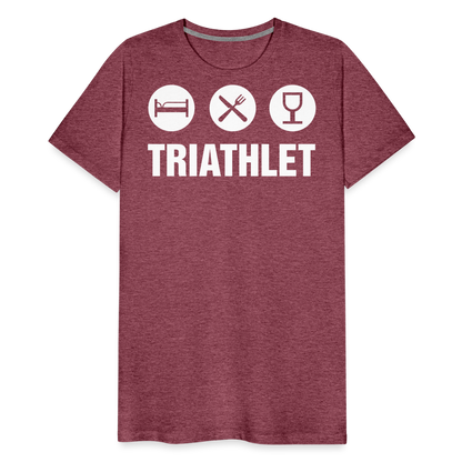 Männer Premium T-Shirt - TRIATHLET - Saufspruch - Bordeauxrot meliert